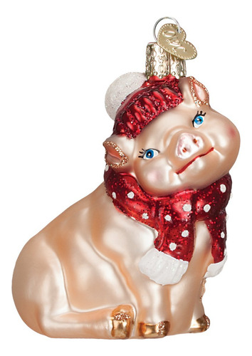 Adornos Navideños Del Viejo Mundo Con Forma De Cerdito Nevad