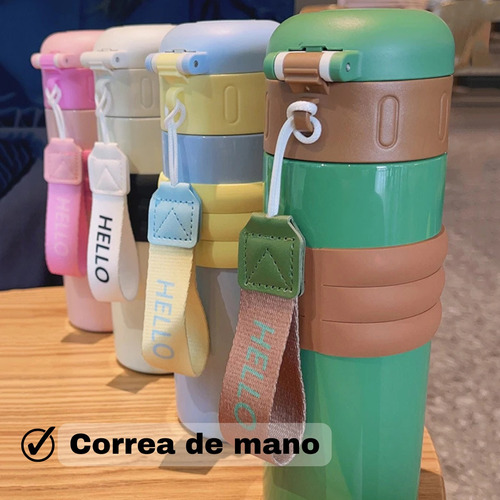 Botella Térmica Infantil Doble Pico Acero Inoxidable 520 Ml Celeste