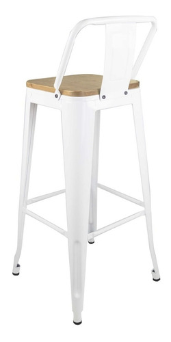 Pack 4 Piso Taburete Tolix Metal C/respaldo Asiento Madera W