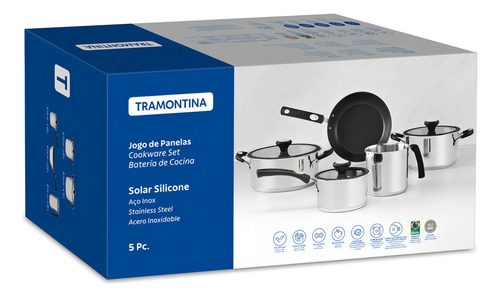 Set Batería Cocina Ollas Tramontina 5 Piezas Solar Silicona