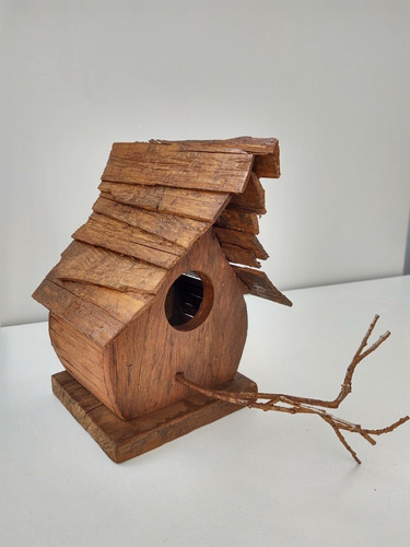 Casinha De Passarinho Rústica Madeira Peroba Rosa Birdhouse