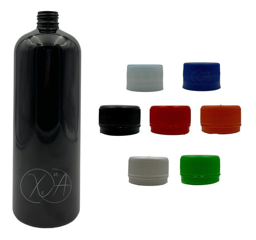 Botellas Envases Pet Negro 1 Litro Con Tapa De Seguridad X10