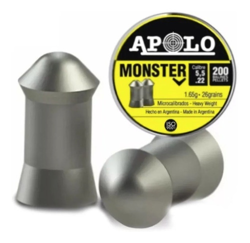 Balines Apolo Monster 5,5 Lata X200 Aire Comprimido