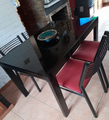 Mesa De Cristal Negro Extensible Cocina O Comedor