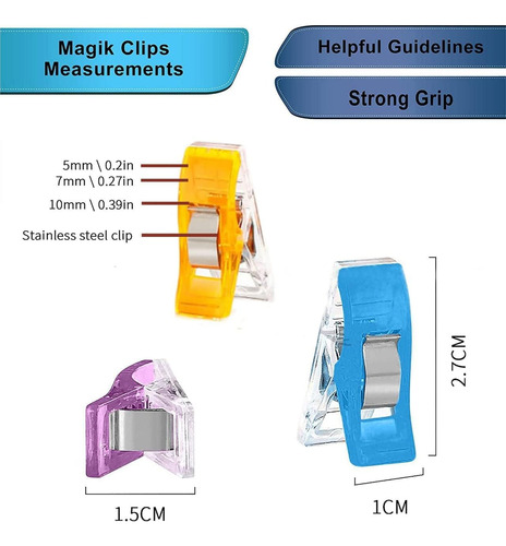 Clips Mágicos, Multicolores, Paquete De 100 Clips De C...