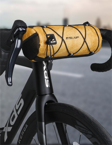 Bolsa Impermeable Multifuncional + Luz Trasera P/bicicleta Color Dorado Oscuro