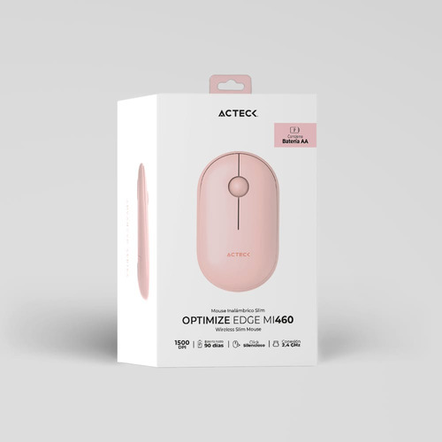 Mouse Inalambrico Acteck Optimize Edge Mi460 Rosa 1500dpi