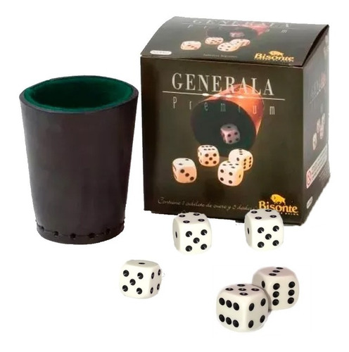 Generala Premium Bisonte Con Cubilete Cuero Y Dados