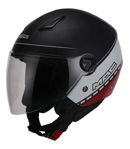 Casco Moto Abierto Mac Beat Strada Negro Blanco Rojo Masxmot