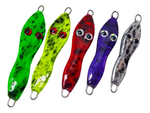 Imagem 6 de 7 de Kit 5 Iscas Jumping Jig Sapinho Tc 35 G + Anzol Suporte Hook