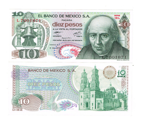 Billete De Mexico $10 Pesos Miguel Hidalgo Nvo Sin Circular 