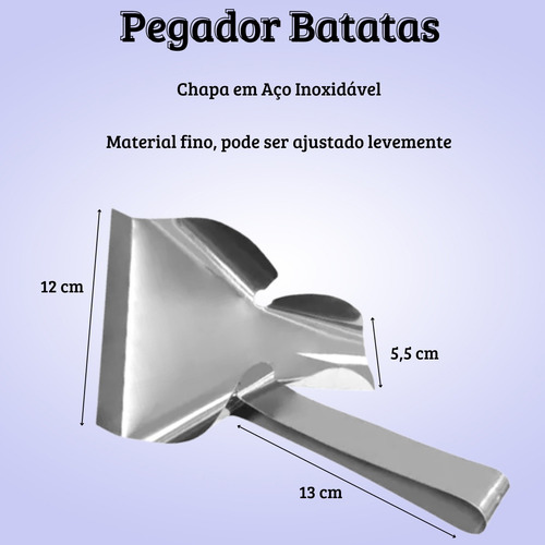 Pala de acero inoxidable para palas, patatas fritas en caja, comida rápida, color gris