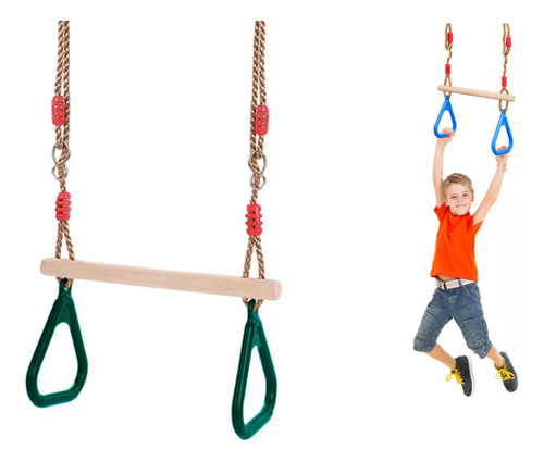 Columpio Trapezoidal Para Niños Con Aros Y Borde Suspendido