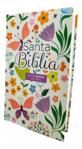 Biblia Rv60 Tapa Dura Flores Letra Grande 12 Puntos