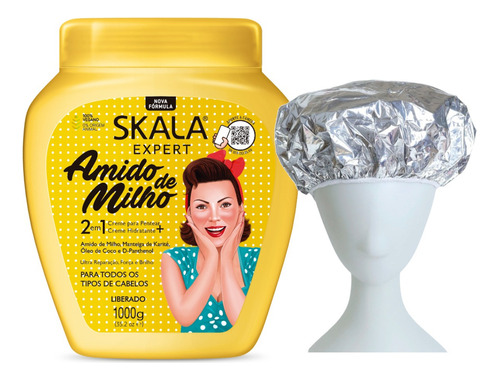 Amido De Milho Skala Mascara Vegana 1kg + Gorro Aluminio