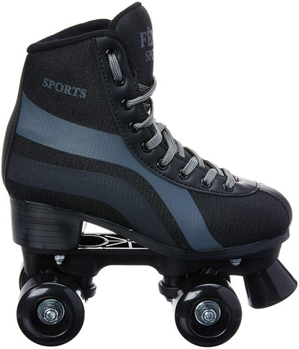 Imagem 3 de 5 de Patins 4 Rodas Clássico Preto Menino Roller Skate Promoção