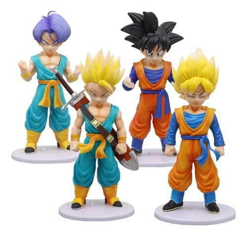 Set 4 Figuras Goten, Goten Ssj, Trunks Y Trunks Ssj