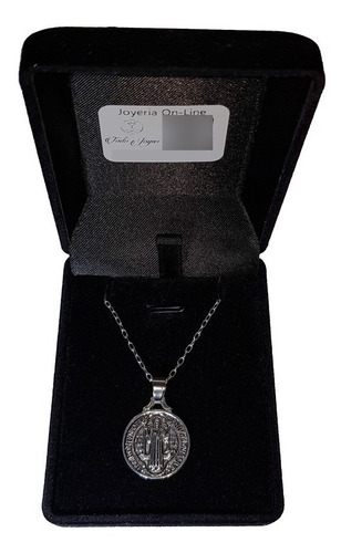 Imagen 3 de 3 de Colgante Medalla San Benito Cadena + Cajita / Todojoyas