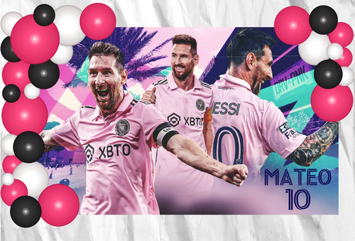 Banner Fondo Candy Bar Cumpleaños Inter Miami Messi 150x90