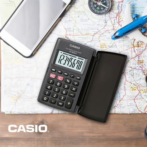 Calculadora Casio Portatil Negro 8 Digitos 10x12 Cm Con Tapa Negro