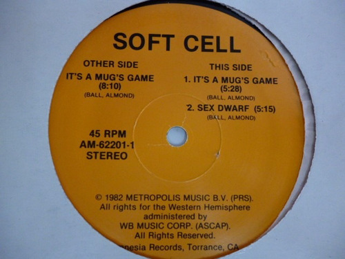 Soft Cell Its A Mug Game Sex Dwarf Vinilo 12 Single Jcd055