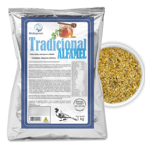 Farinhada Biosuprem Tradicional Alfamel 1kg Mel Puro Alfafa