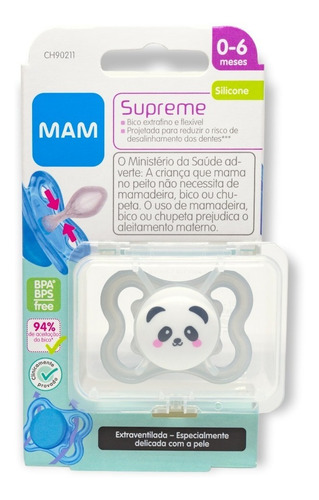 Chupete de silicona Mam, tamaño 1, lujoso, fase 1, Supreme, doble, color neutro, panda