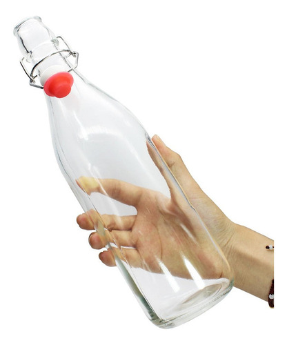 6 Botellas De Vidrio + Tapones Mecánicos 1000ml