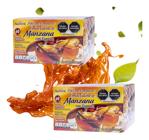 Alpine Té Bebida Caliente Manzana C/especias 60 Pz C/u 2pack