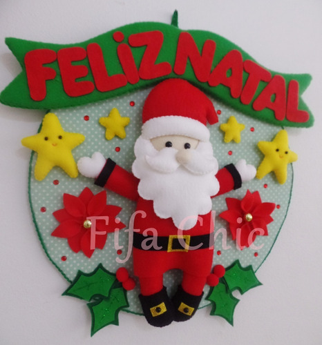 Guirlanda Enfeite De Porta Natal Papai Noel Decoração Pronta | Frete grátis
