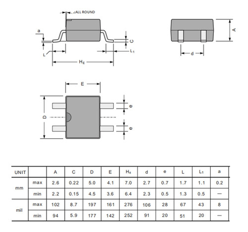 3 Rectificadores De Puente De Diodos Mb6s 600v 0.5a Sop-4