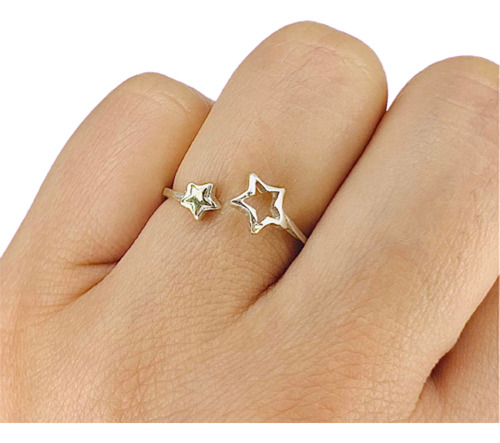 Anillo Dos Estrellas Plata Y Oro Ideal Regalo 15 Años Ao 496