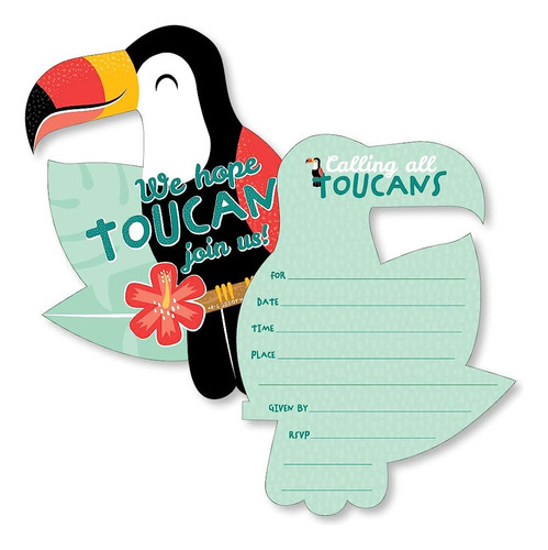 Big Dot Of Happiness Calling All Toucans - Shaped Fill-in In