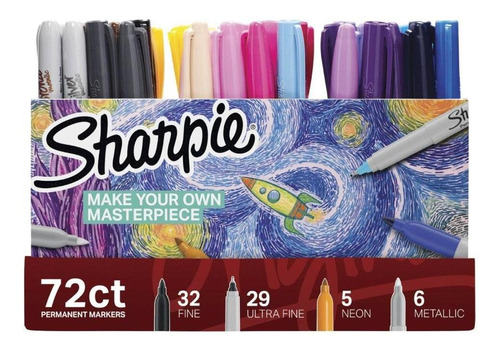 Marcador Sharpie Permanente 72 Ultimate Fino Neon Metalico