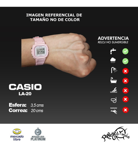 Imagen 3 de 9 de Reloj Casio Dama La-20wh Colores Surtidos/relojesymas