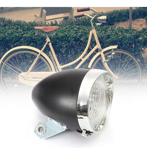 Lámpara Delantera Vintage Retro Para Bicicleta Con Soporte