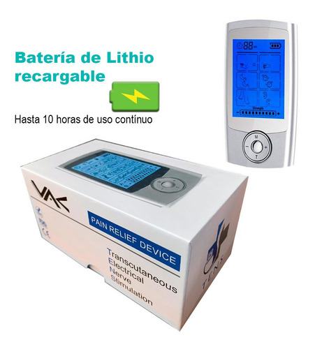 Imagen 6 de 6 de Electro Estimulador Vak 3013 Tens 16 Modos Masaje Recargable