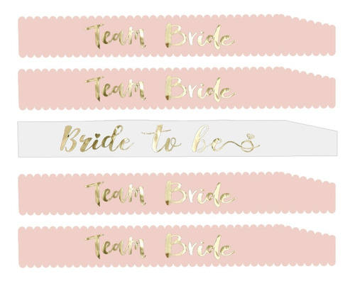 5 Bandas Blanco Rosa Bride To Be Team Bride Futura Novia
