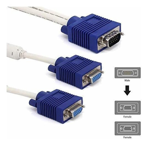 Cable Divisor Vga 15 Pin Para Duplicacion Pantalla 1 2