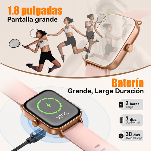 Reloj Inteligente Mujer, Smartwatch Alexa Incorporada, Smart Watch Con Llamada 1.8 Ip68 Para iPhone Android - Diamante