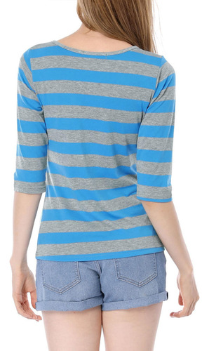 Camiseta Informal Mujer Blusa Estampada Con Mangas Al Codo