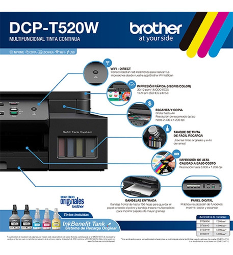 Impresora Brother Dcp-t520w Multifuncional Wifi Tinta-boleta 