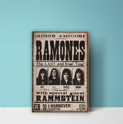 Cuadro Conmemorativo The Ramones - Poster Adios Amigos 15x20