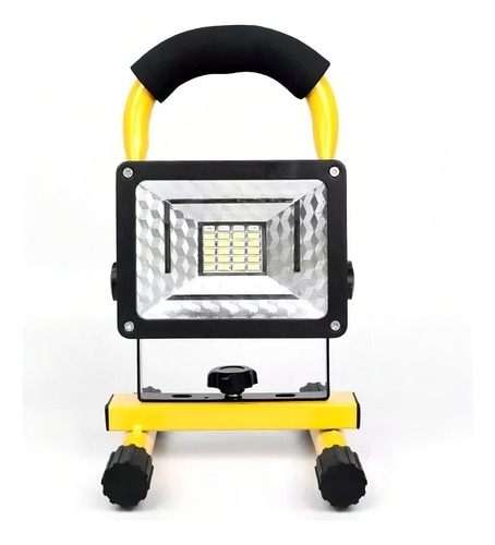 Lampara Reflector Portátil 20 Leds 30w Recargable + Torreta Color De La Carcasa Amarillo Color De La Luz Blanco Cálido 30