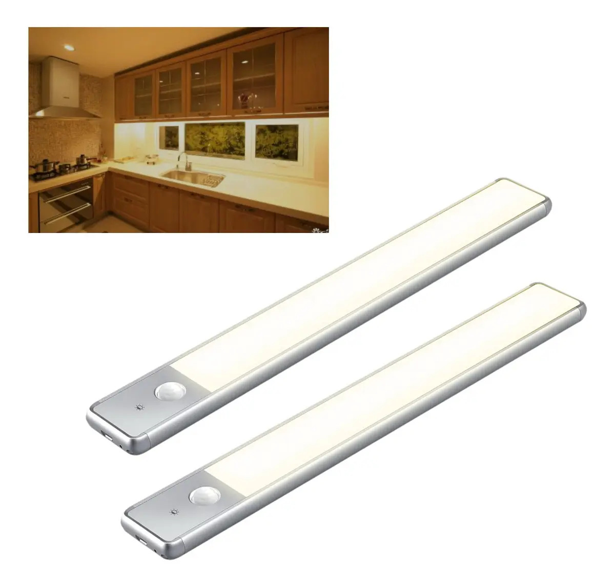 Barra Luz Led 40cm Combo X 2 Aluminio Bajo Alacena Cocina Luz Cálido/frio/neutro Veoquiero