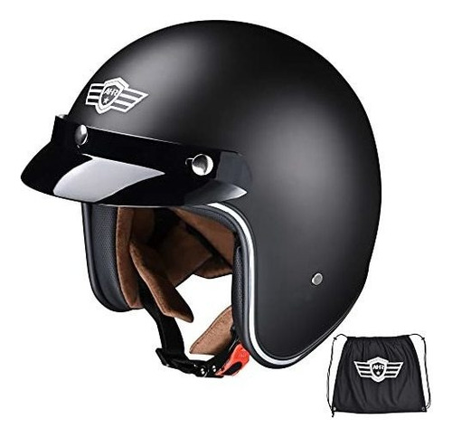 Ahr Run-o Casco De Motocicleta De Cara Abierta Retro 3/4 Con