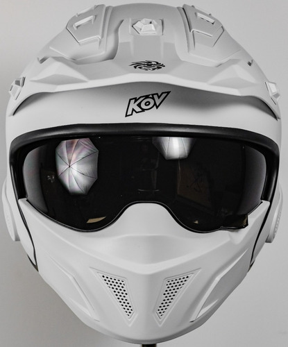 Imagen 4 de 5 de Casco Para Motociclista Kov Rocko Blanco Retro Certificado Color Blanco Tamaño Del Casco L