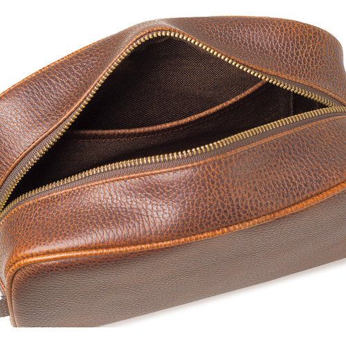 Neceser Sobaquera Cosmetiquera De Viaje Piel Unisex Yayas Color Café claro