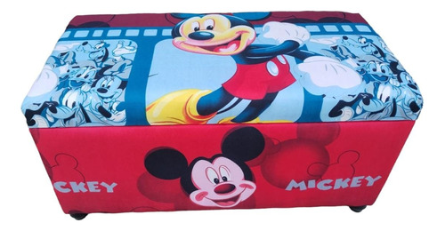 Cajon Puff Baul Madera Estampado Mickey