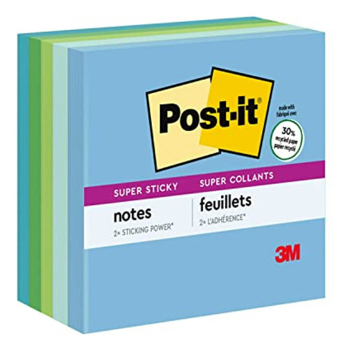 Notas Adhesivas  Notas Recicladas Post-it Super Sticky, 3x3
